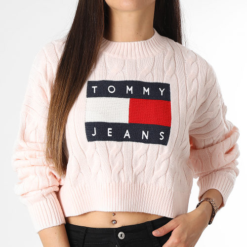 Pull Crop Femme Boxy Center Flag 4261 Rose Clair