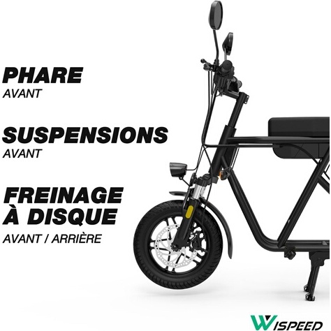 Draisienne électrique Wispeed WIMOB SCOOT NOIR – CYCLOMOBILE HOMOLOGUE ROUTE
