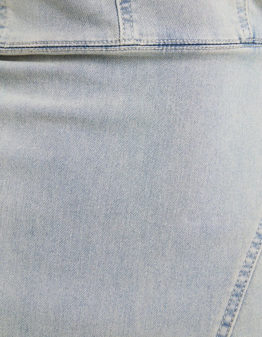 vestido longo de moletom com capuz em malha jeans