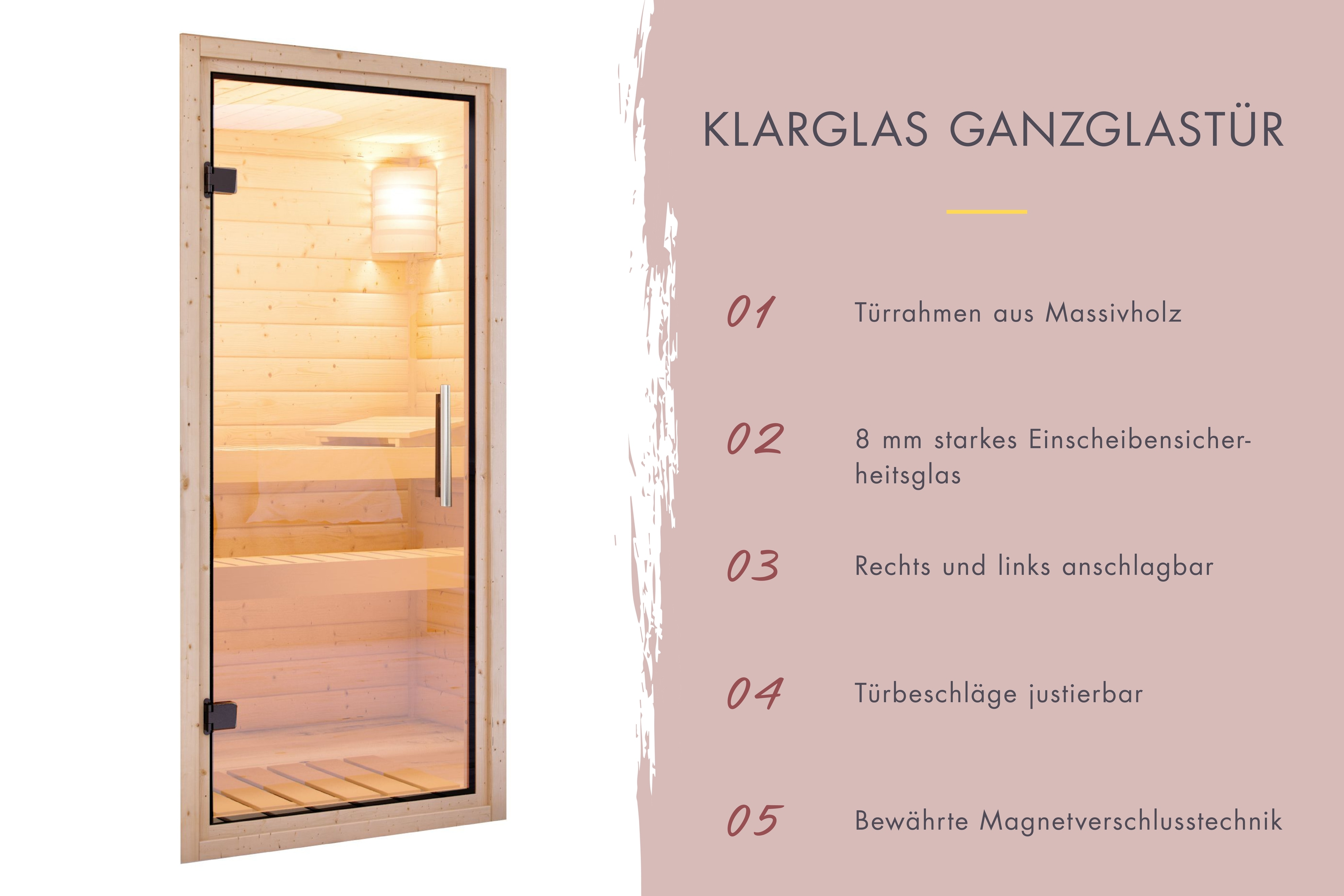Karibu 38 mm Saunahaus Angelia 1-3 Saunaofen mit eingebauter Steuerung 9 kW naturbelassen Set