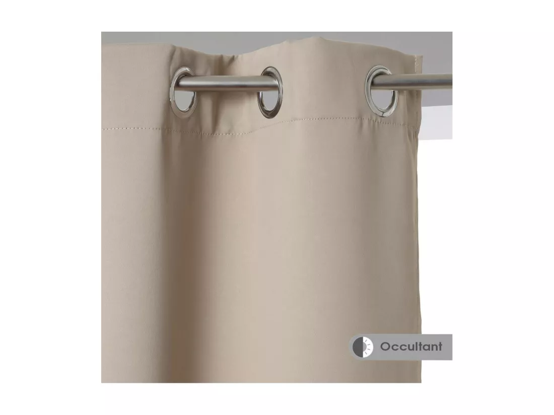 Lot de 2 Rideaux Occultants Beige Lin 135 x 240 cm