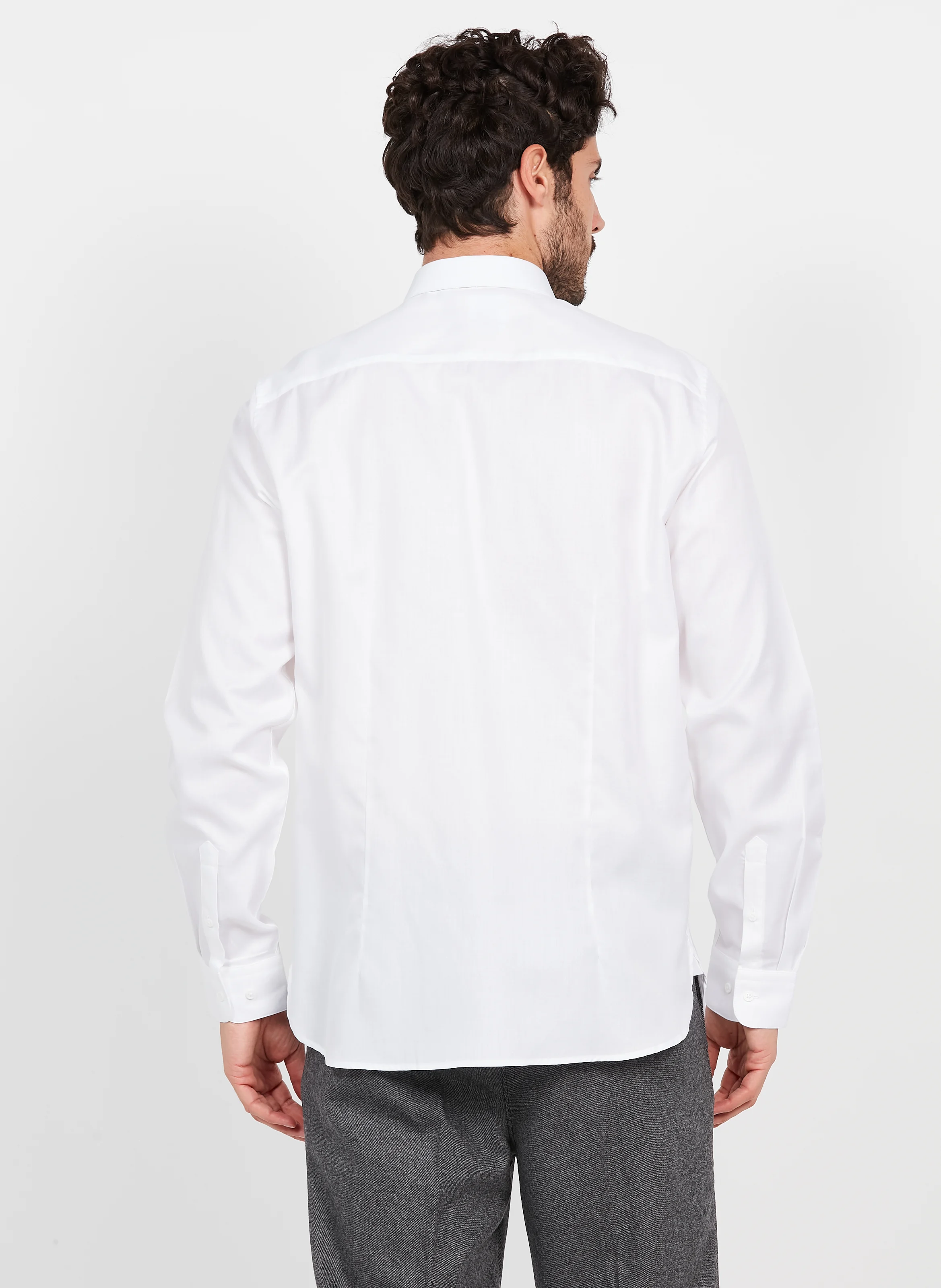 Chemise col classique slim-fit en coton| Blanc