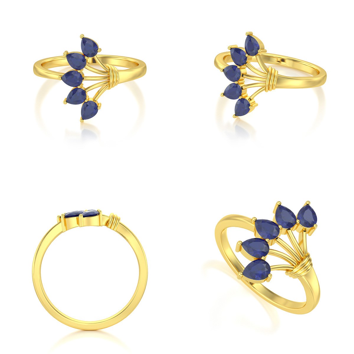 Bague ADEN Or 585 Jaune Saphir 2.65grs