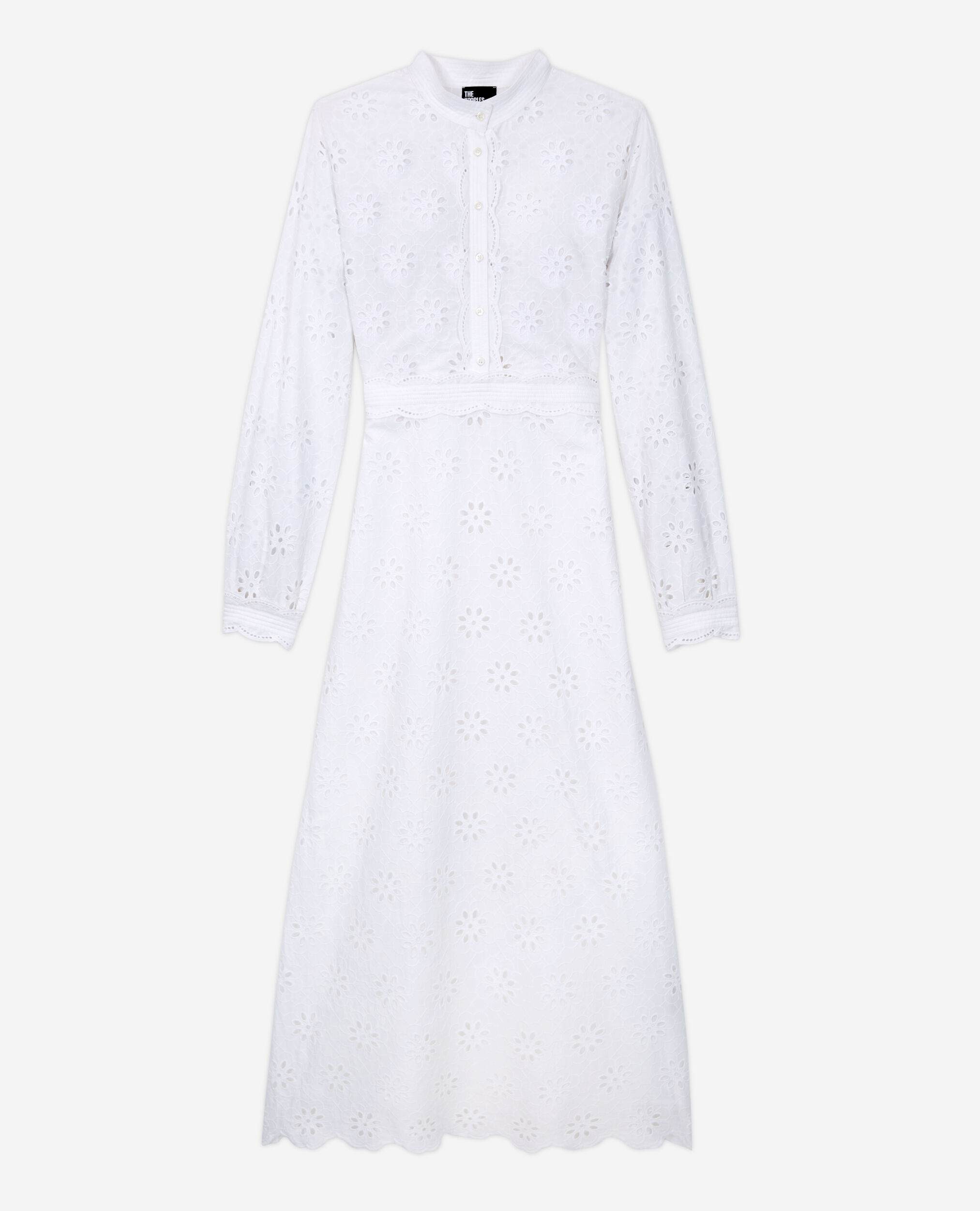 Robe longue blanche en broderie Anglaise