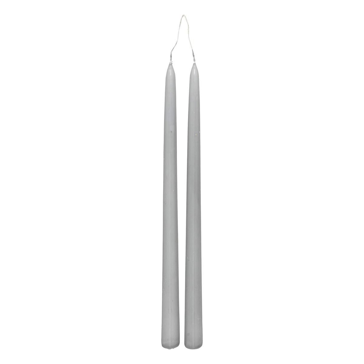 BOUGIE BATON HUGO GRIS H.30CM X2 PIECES