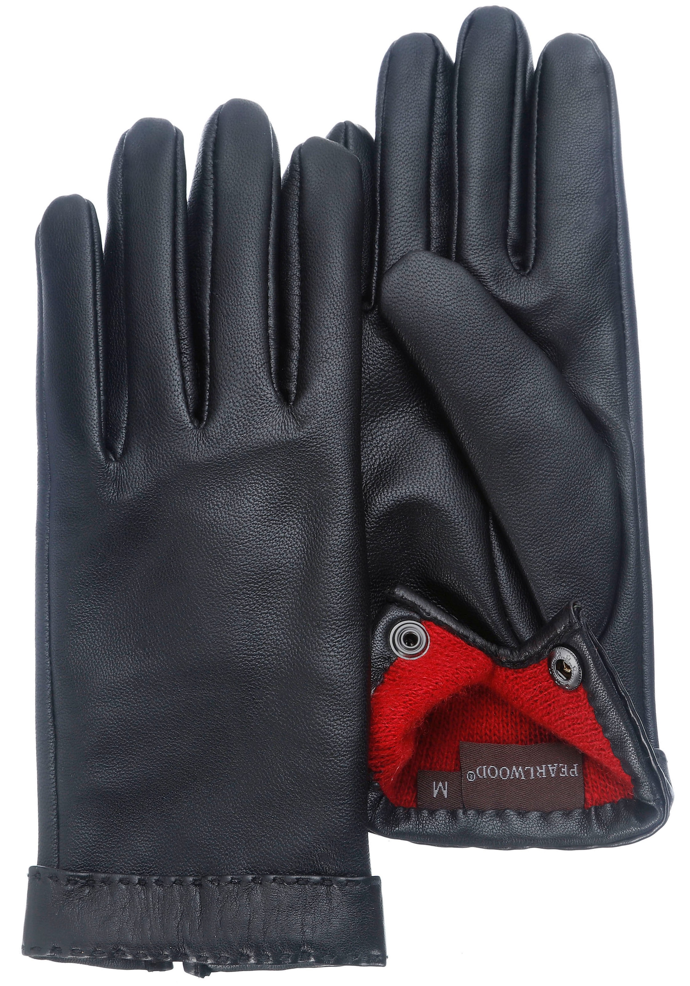 PEARLWOOD Lederhandschuhe »Ann« Dekorative Handsteppung am Bund