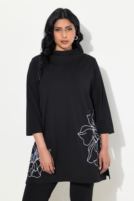 Sweatshirt, Stickerei, A-Linie, Stehkragen, 3/4-Arm