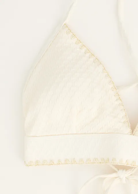Triangel bikini top met siersteek off-white (ECRU)