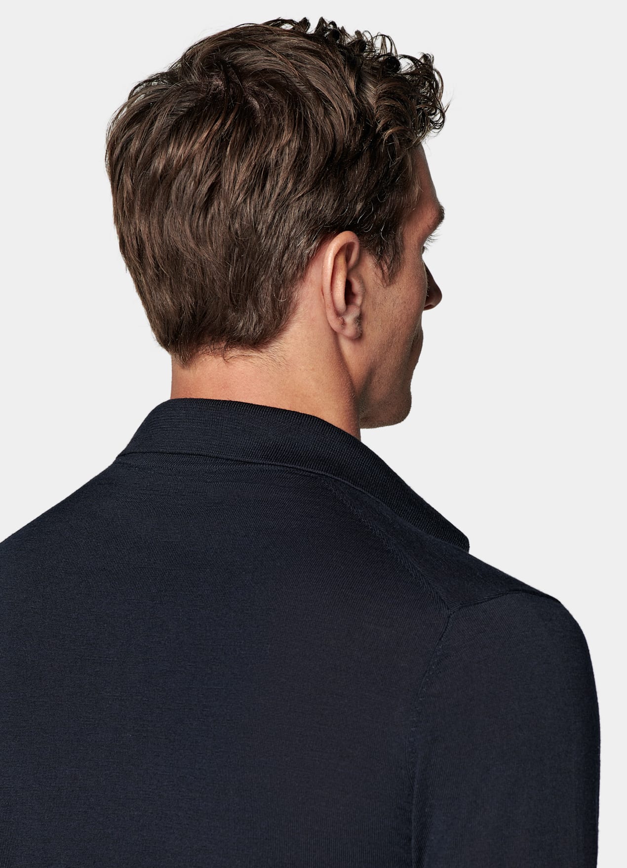 Polo manches longues Merino bleu marine