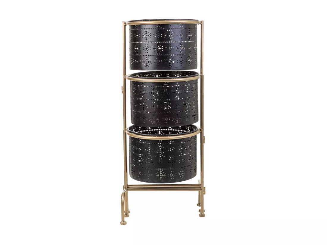 Jardinières en métal pour 3 personnes avec support en métal noir 80x26x68h cm