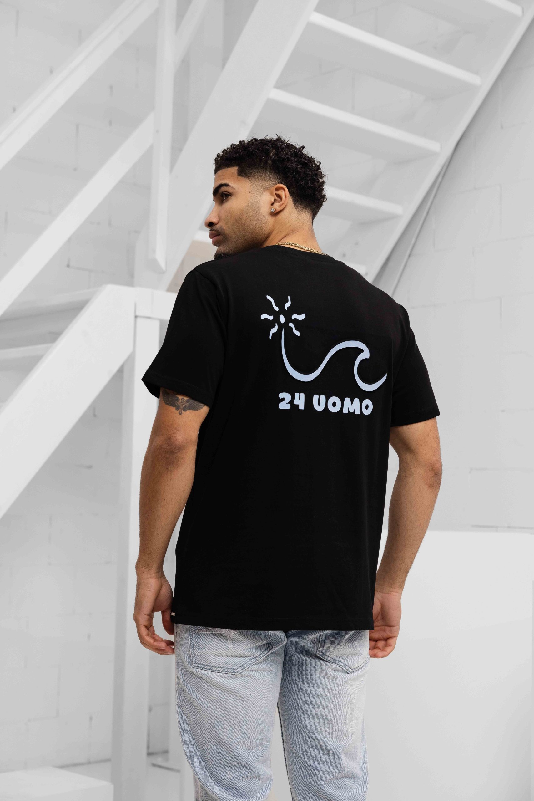 24 Uomo Wave T-Shirt Heren Zwart
