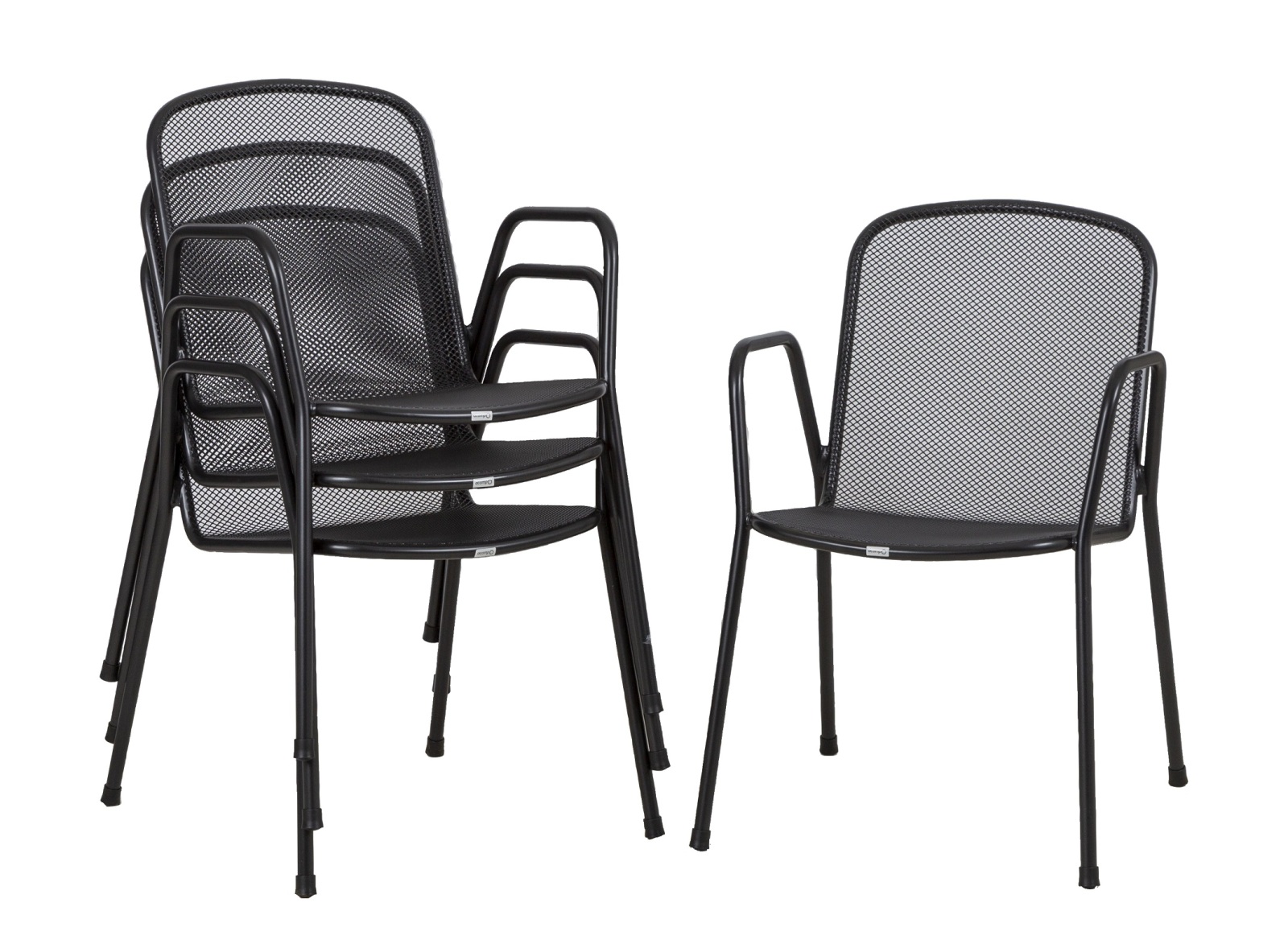 4-teiliges Stapelstuhl-Set - anthrazit - stapelbar