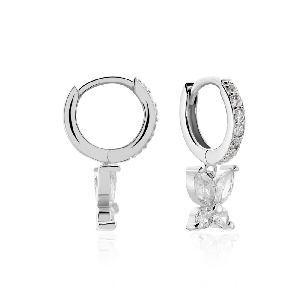 Créoles Argent Blanc Karitate Oxydes De Zirconium