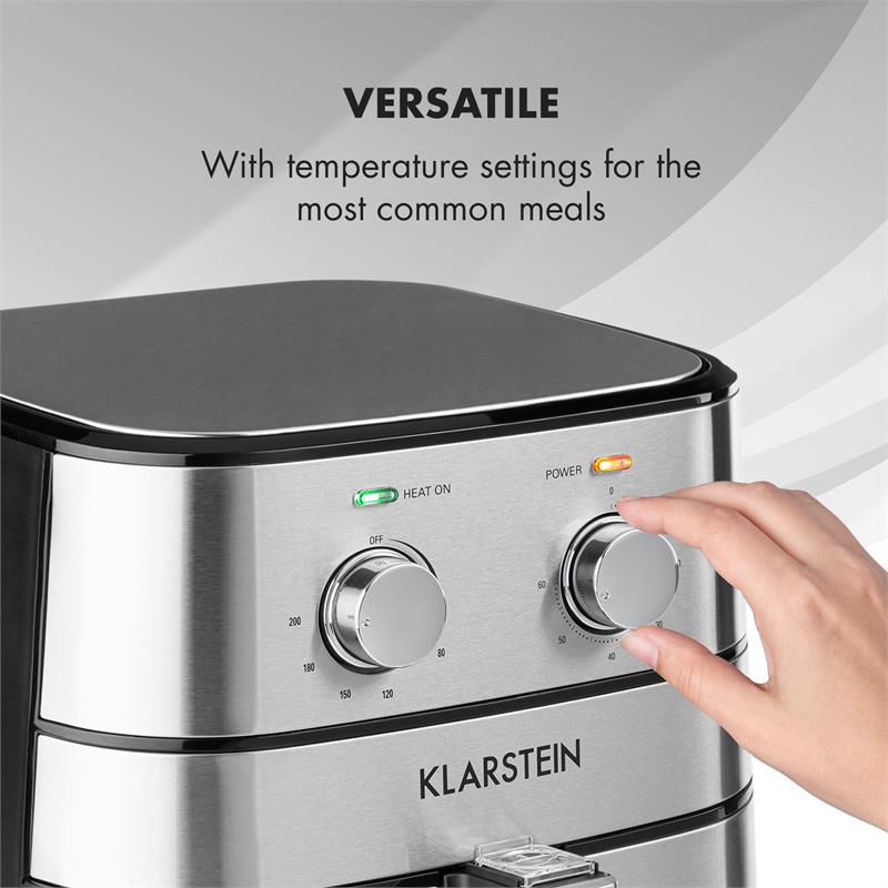 AeroVital Heißluftfritteuse 1700W 5,4 Liter Timer Edelstahl silber