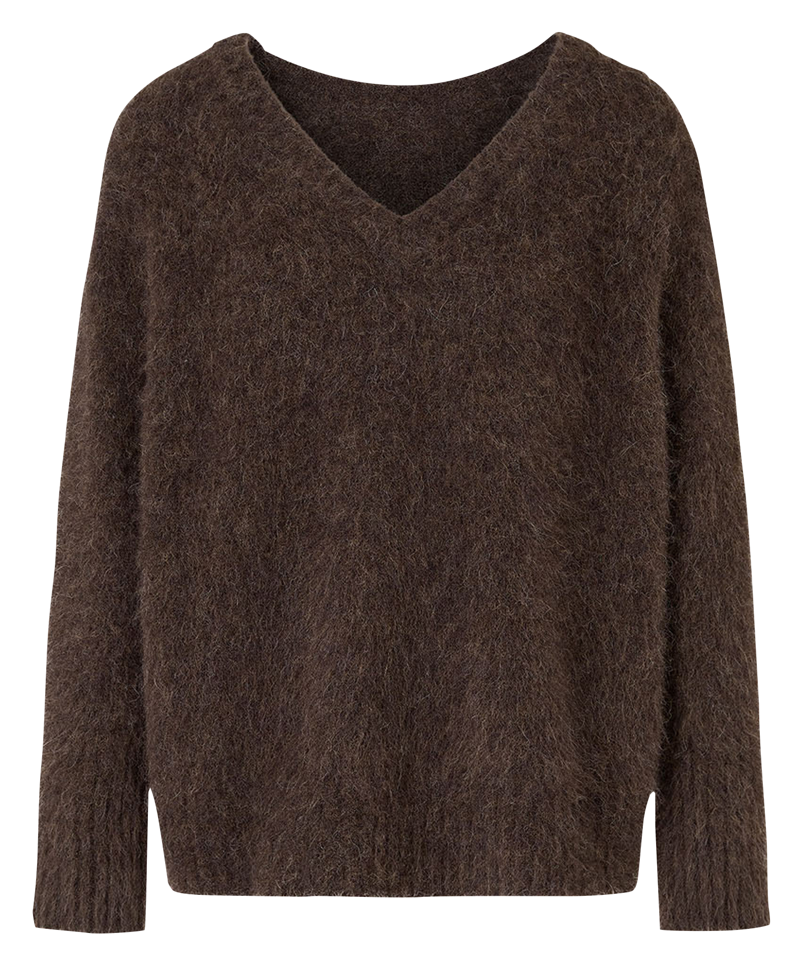 NUVOLA - Pull oversize col V en laine mélangée | Marron