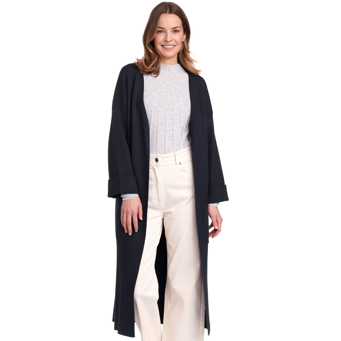 Gina Benotti Damen Strickjacke lang geschnitten dunkelblau