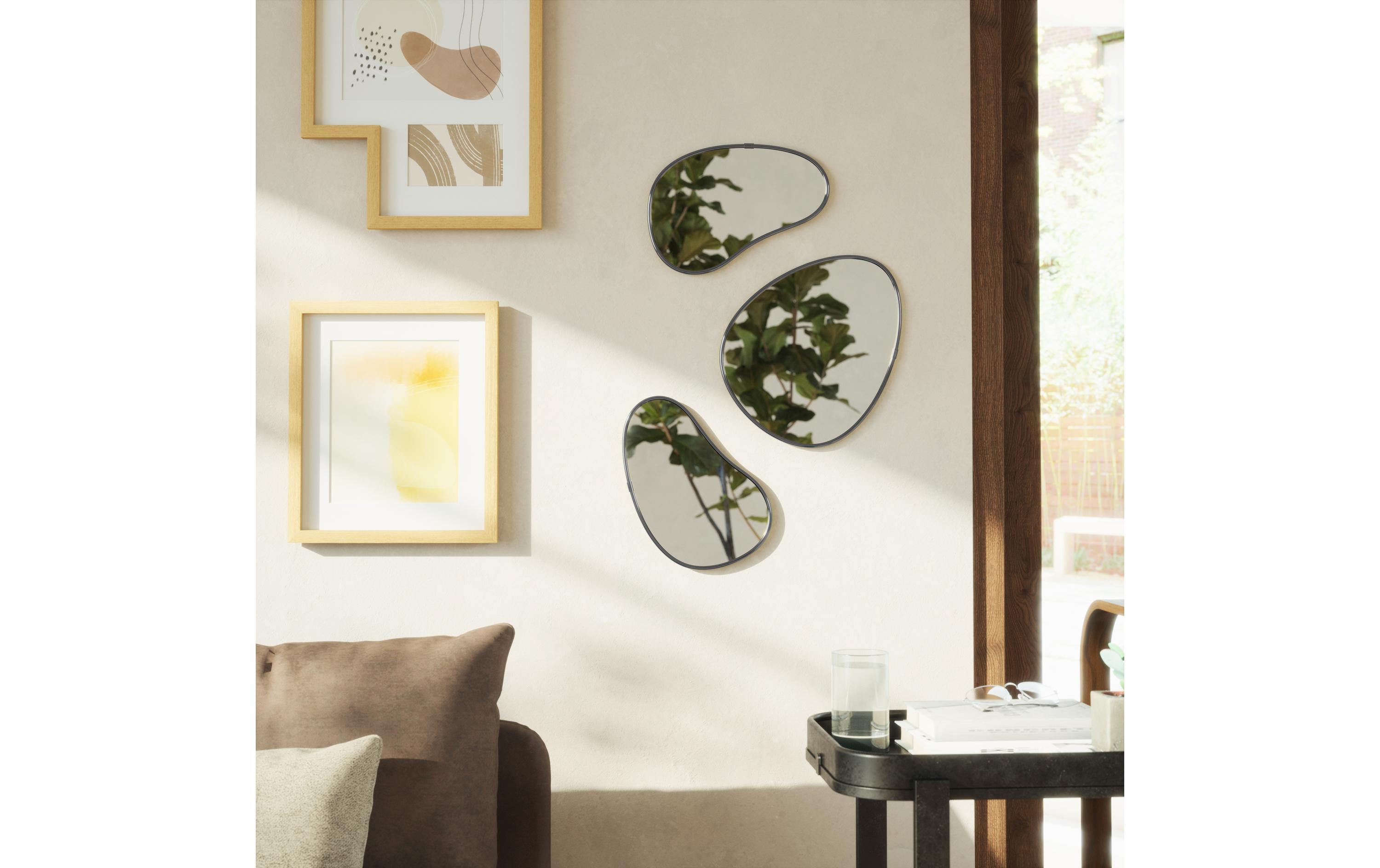 Spiegel Hubba Pebble 3er Set, SchwarzModernes Wandspiegel-Set