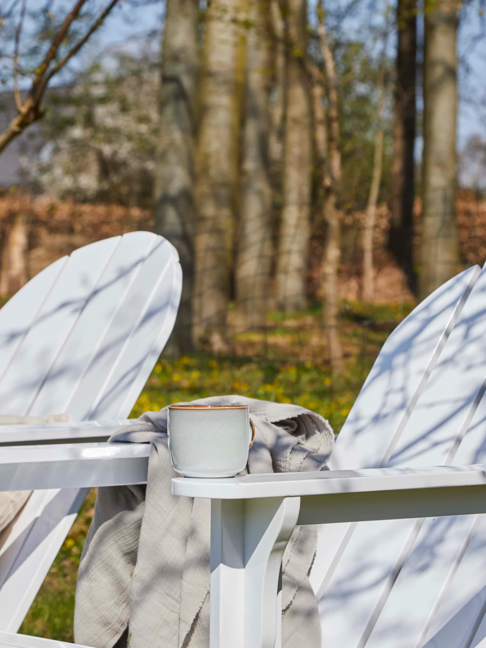 Handgemaakte mahoniehouten tuinstoel Adirondack met voetenbank, 2-delig