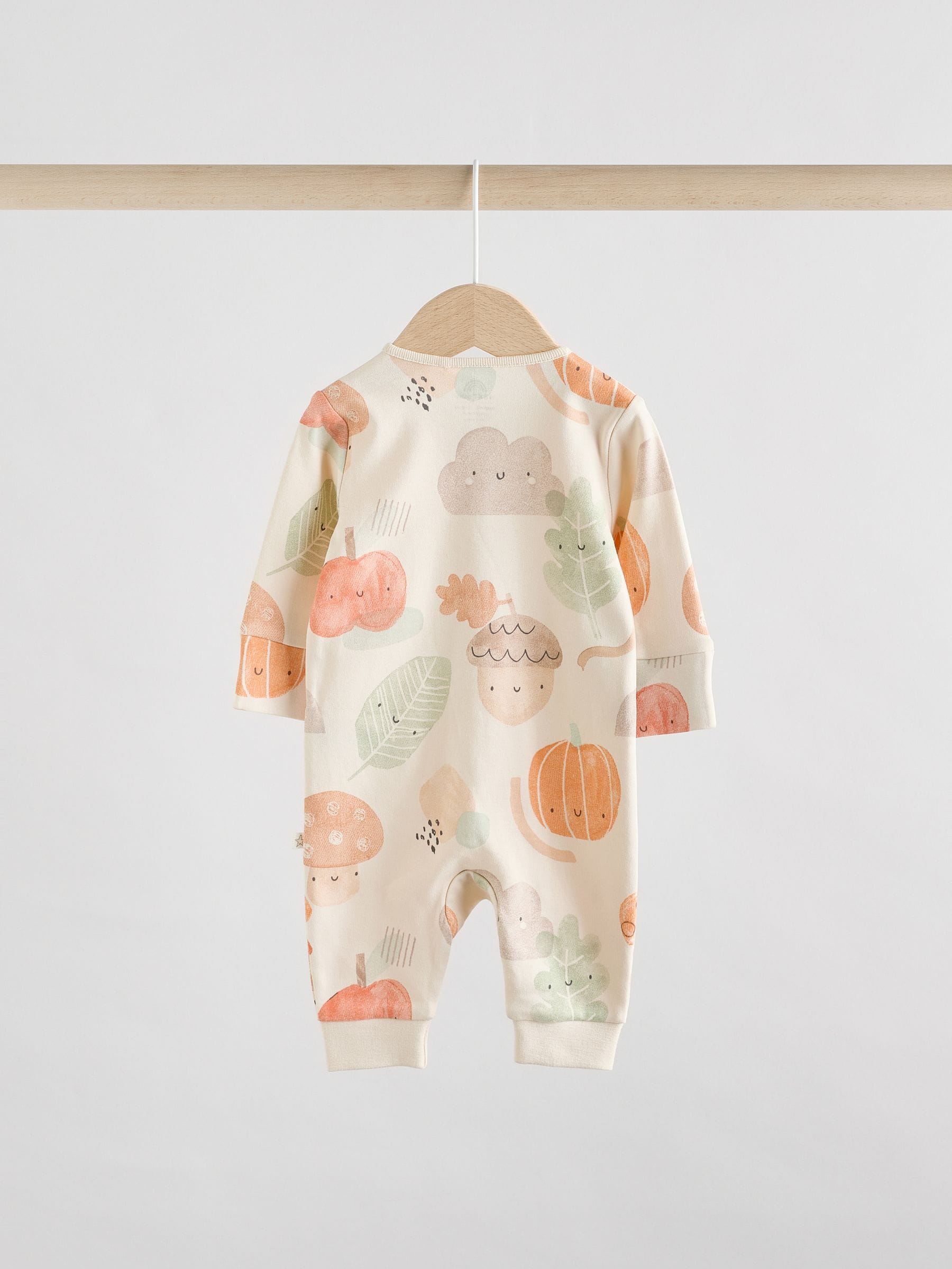 Crème - Verpakking van 3 voetloze babypyjama's met tweewegrits met herfstpompoenen (0mnd -3jr)