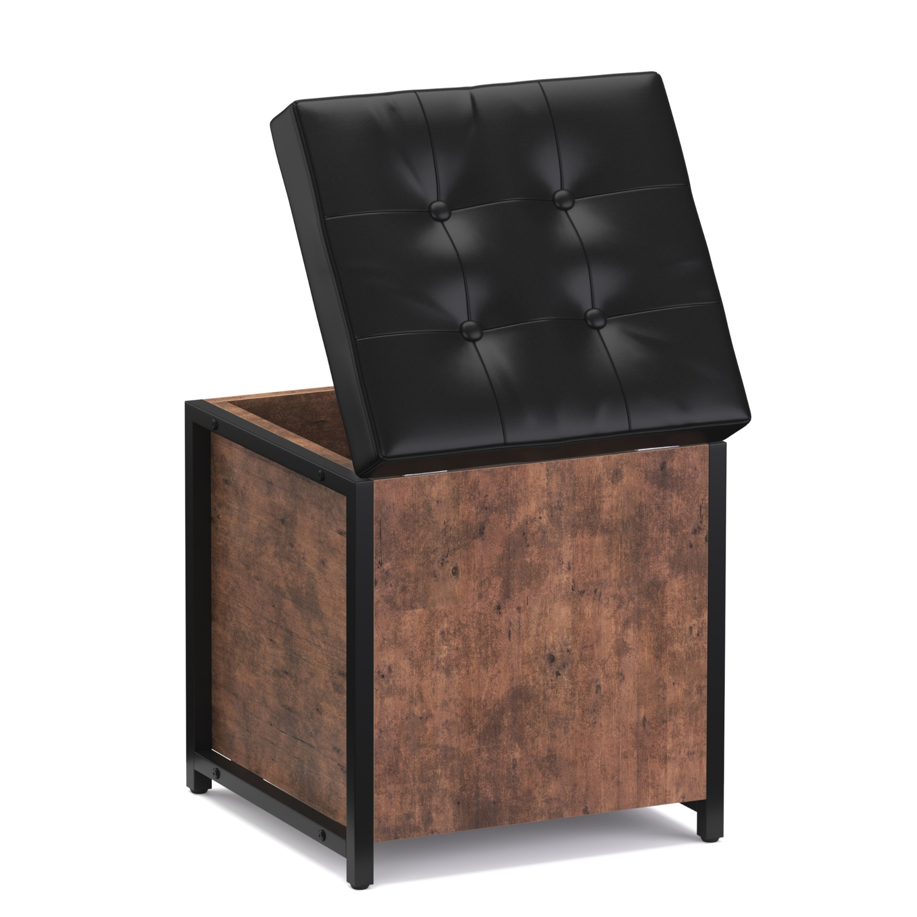 Truhe Leder Vintage BONITA 40 x 50 x 40 cm
