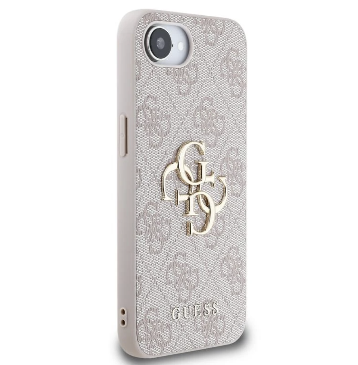 iPhone 16e Leder Hardcase Hülle 4G Big Metal Logo (GUHCPSE44GMGPI) - Rosa
