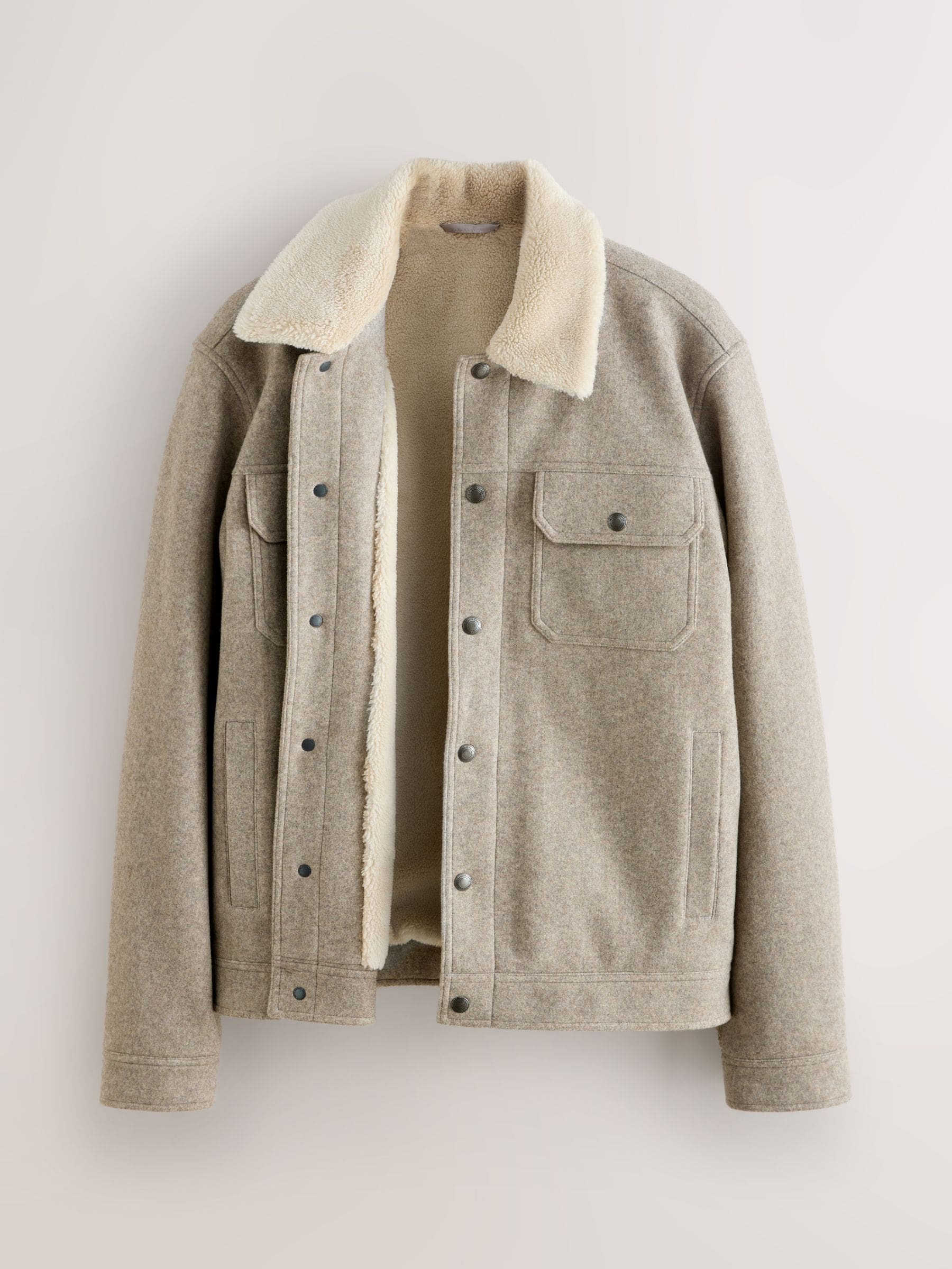 Grijs - Borg Lined Trucker Jacket