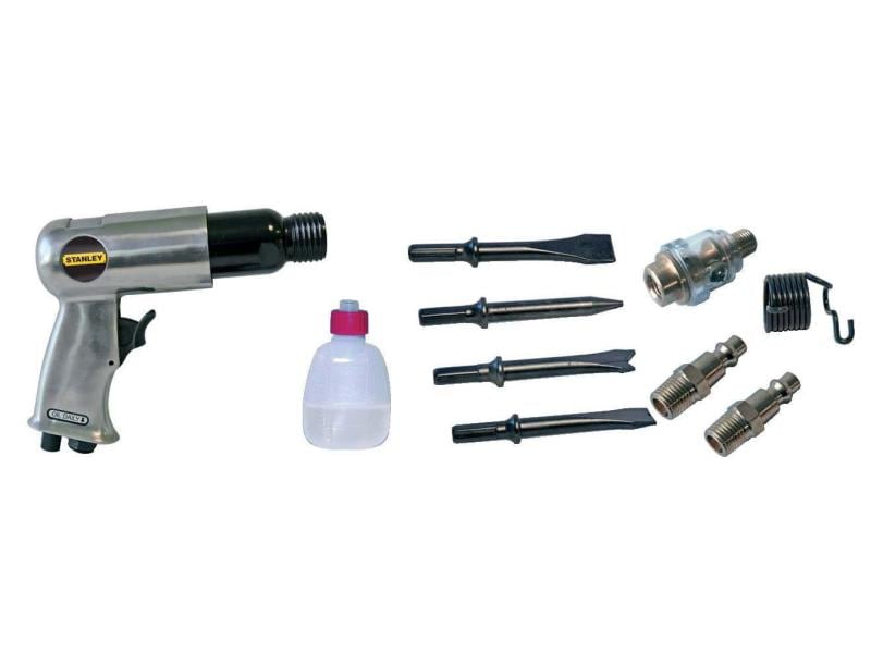 Stanley Druckluft-Meisselhammer Set mit 4 Einsätzen Ideal geeignet zum Meisseln in unsterschiedliche Materialien