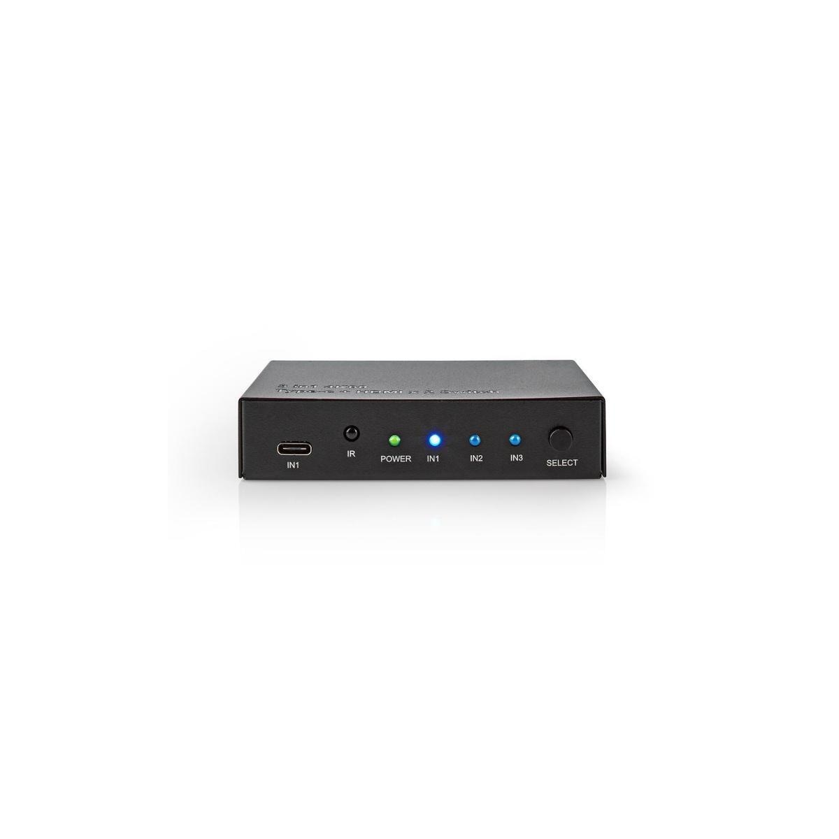 Nedis HDMI ™ Switch | 3-Port port(s) | 1x USB-C™ / 2x HDMI™ Inngang | 1x HDMI ™ -utgang | 4K@60Hz | 18.0 Gbps | Metall | Antrasitt
