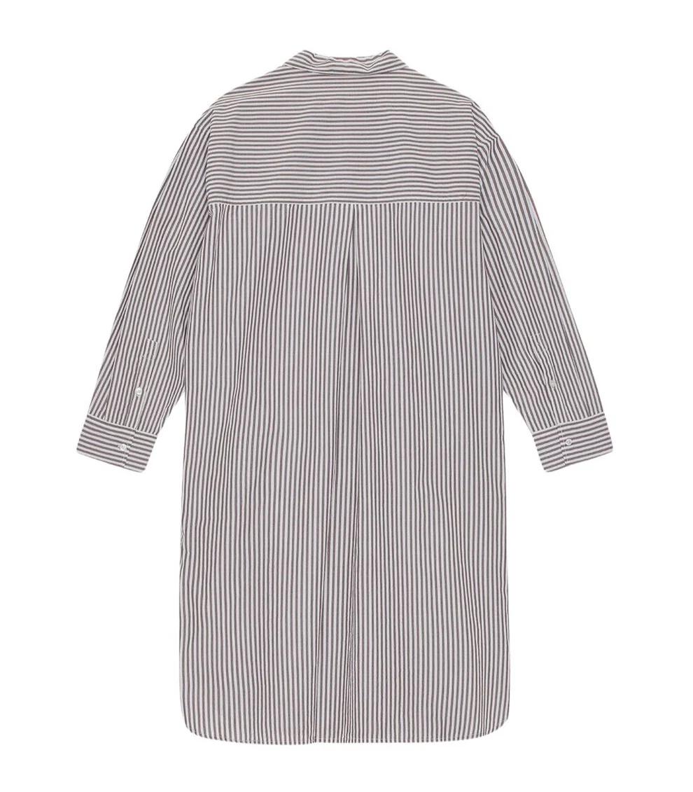 Moshi Moshi Mind  Relieve Stripe skjortekjole - dark taupe / ecru
