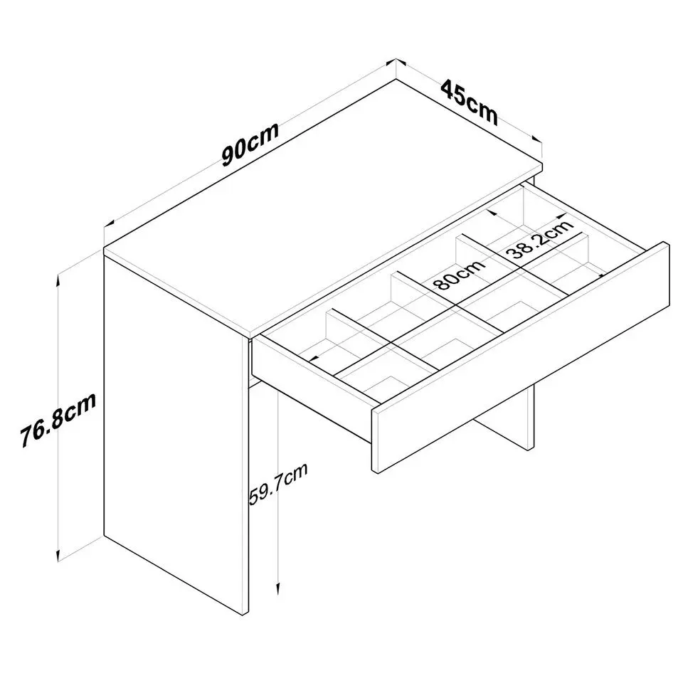 Kaptafel Wit Hout - 90x45x76,8cm - Bengisu
