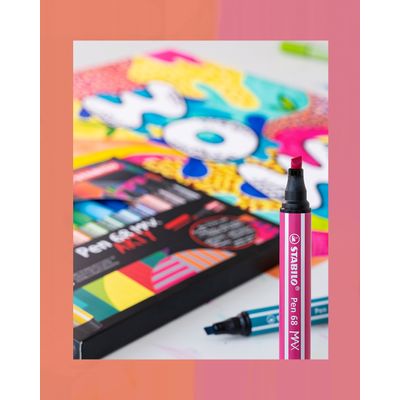 STABILO Pen 68 Max Arty - 12 Feutres pointe large biseautée - couleurs assorties