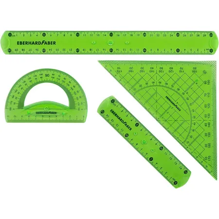 Eberhard Faber Geometrie-Set mit 2 Linealen, Winkelmesser und Geodreieck