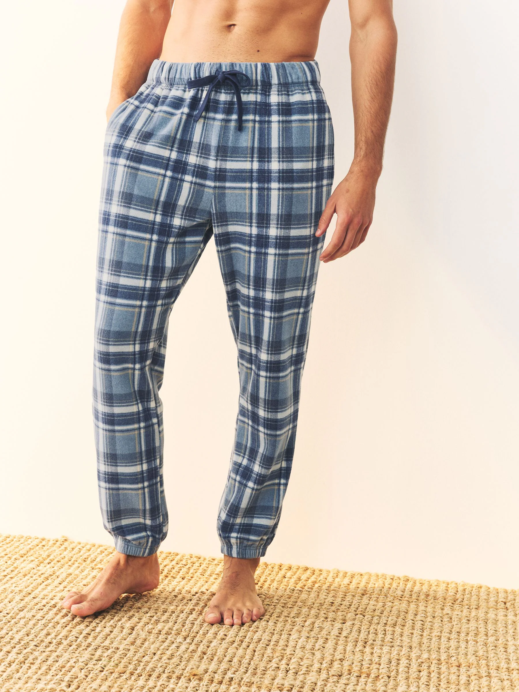 Donkerblauw - Thermische fleece pyjama's met ruit