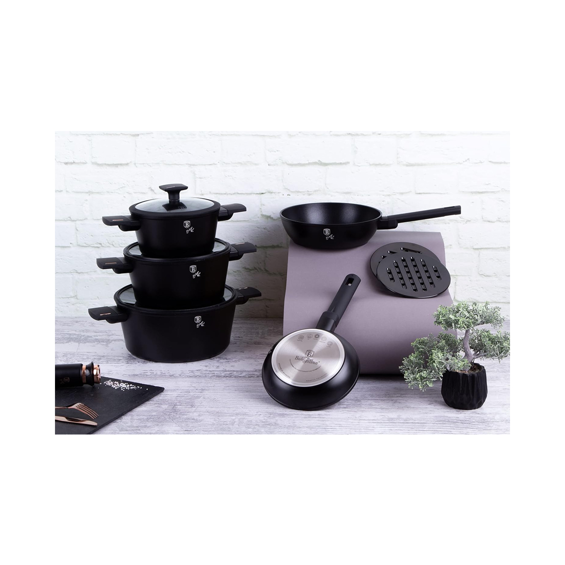 Berlinger Haus 10-teiliges Kochgeschirr-Set Matte Black Collection