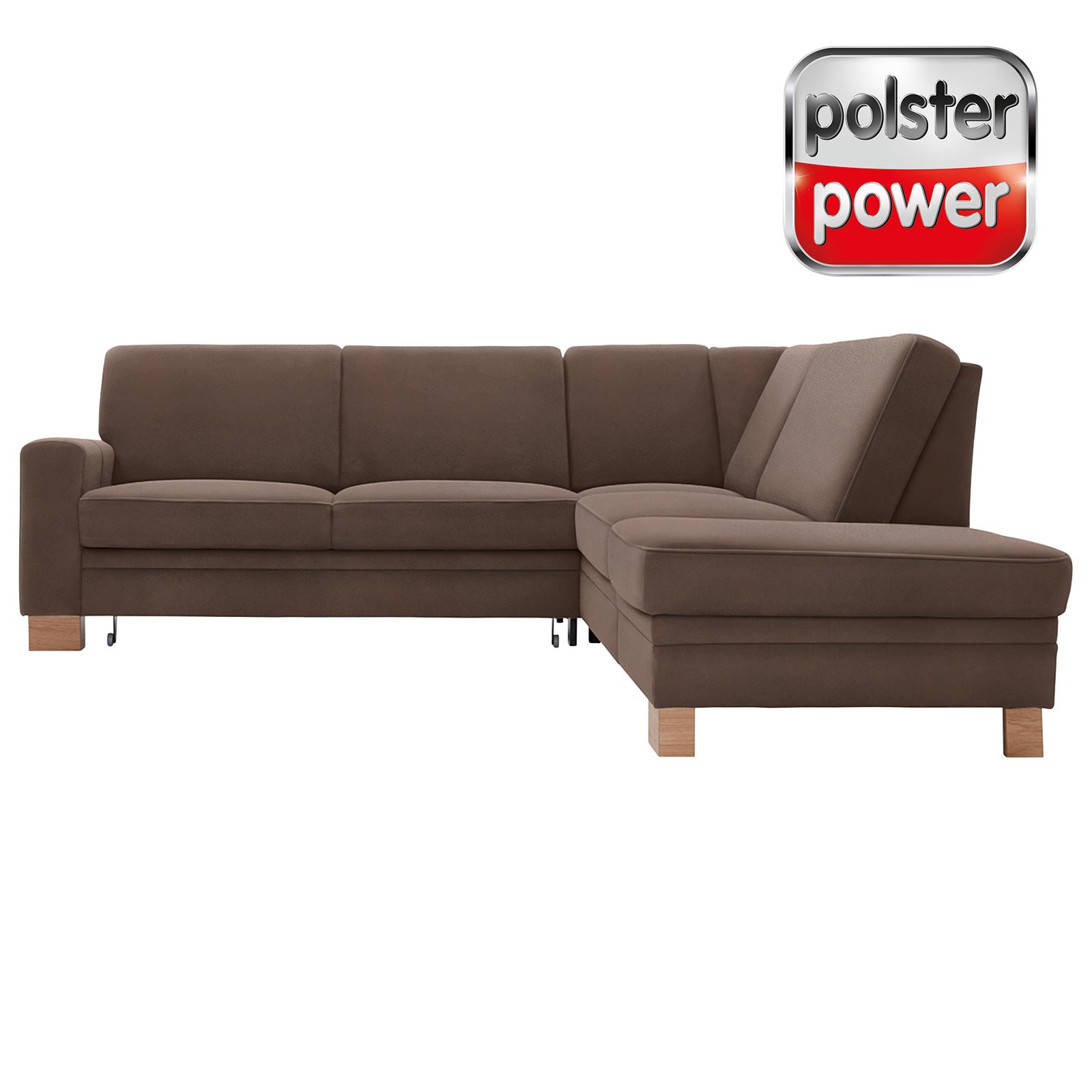 polsterpower Ecksofa - Saddle nougat - Basismodell - Ottomane rechts