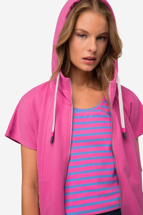 Kapuzen-Weste, oversized, Zipper, Zipptaschen