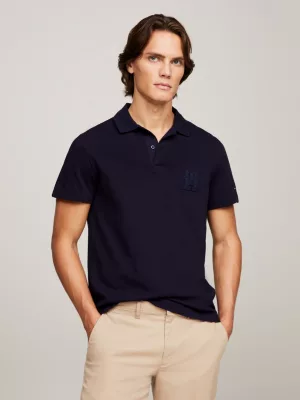 Polo de malha com monograma TH e corte regular