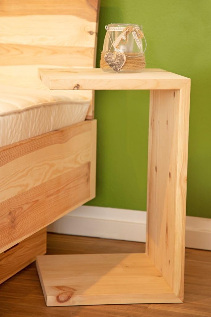 Hocker MANUFAKT aus Zirbenholz, Massivholz Beistelltisch, Nachttisch, handgefertigt, naturbelassen, Größe: 58 cm, 35 cm, 35 cm