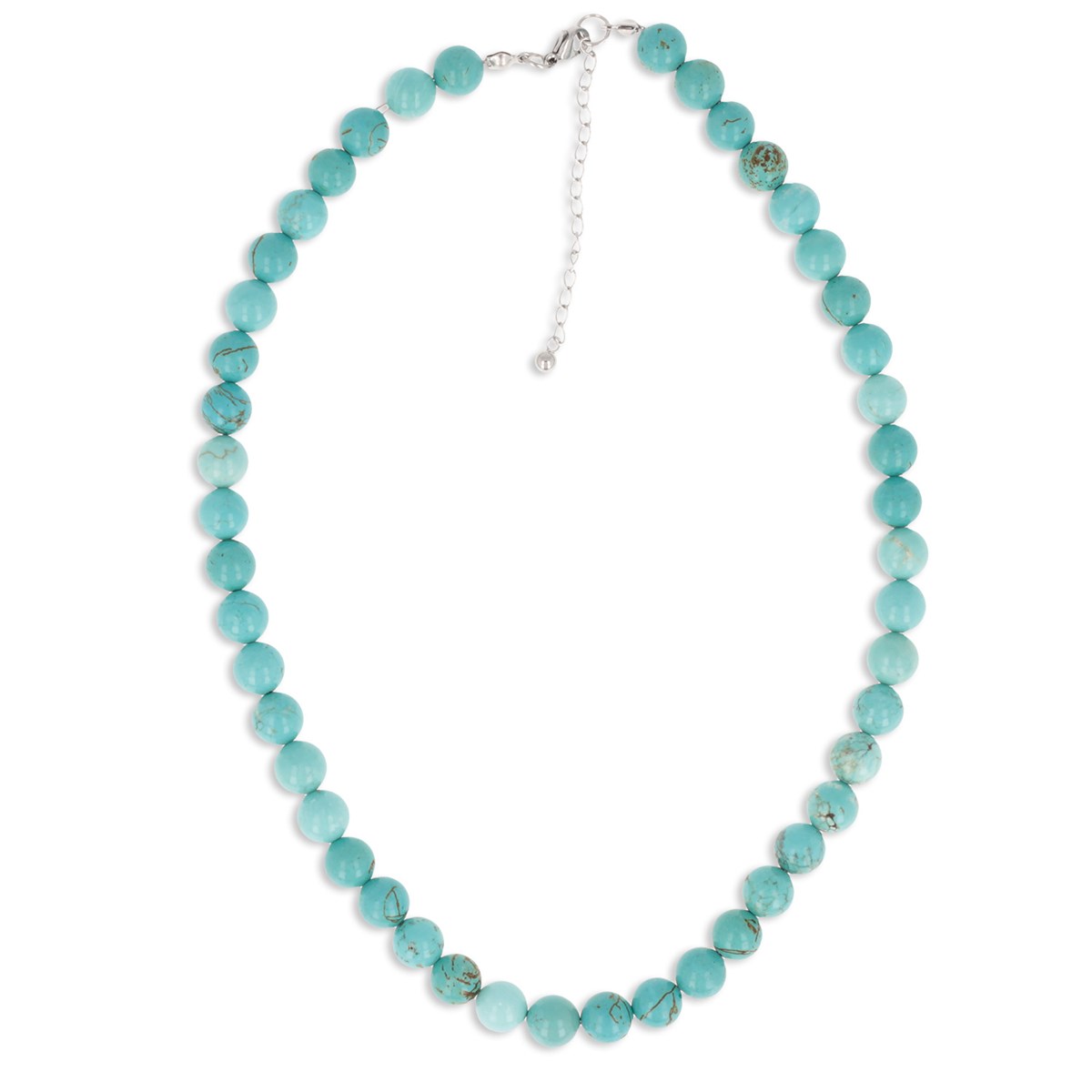 Collier acier inoxydable pierre naturelle de turquoise longueur réglable 40cm + 5cm