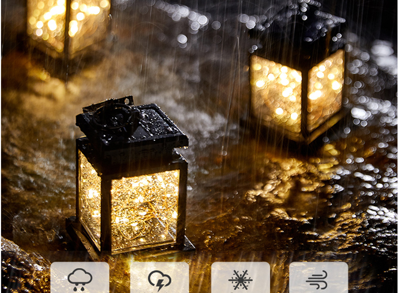 (13x9cm) LED Solar Lampe Outdoor Laterne Gartenleuchte Spritzwassergeschützt IPX4 - Lichterkette (Warmweiss)