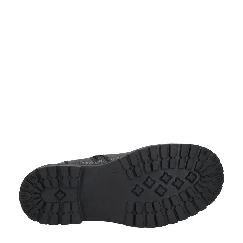 Braqeez Mila Moxiechunky leren bikerboots zwart