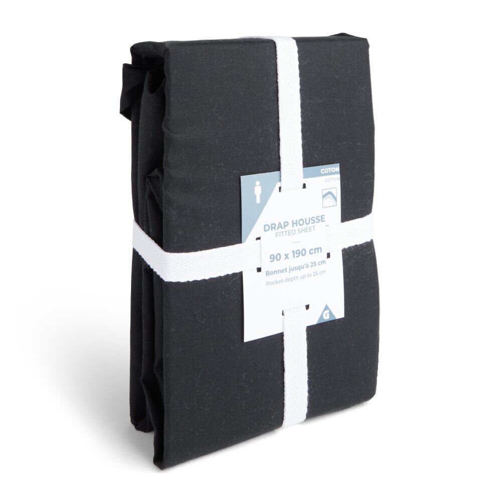 Drap housse 140x190cm 100% coton noir