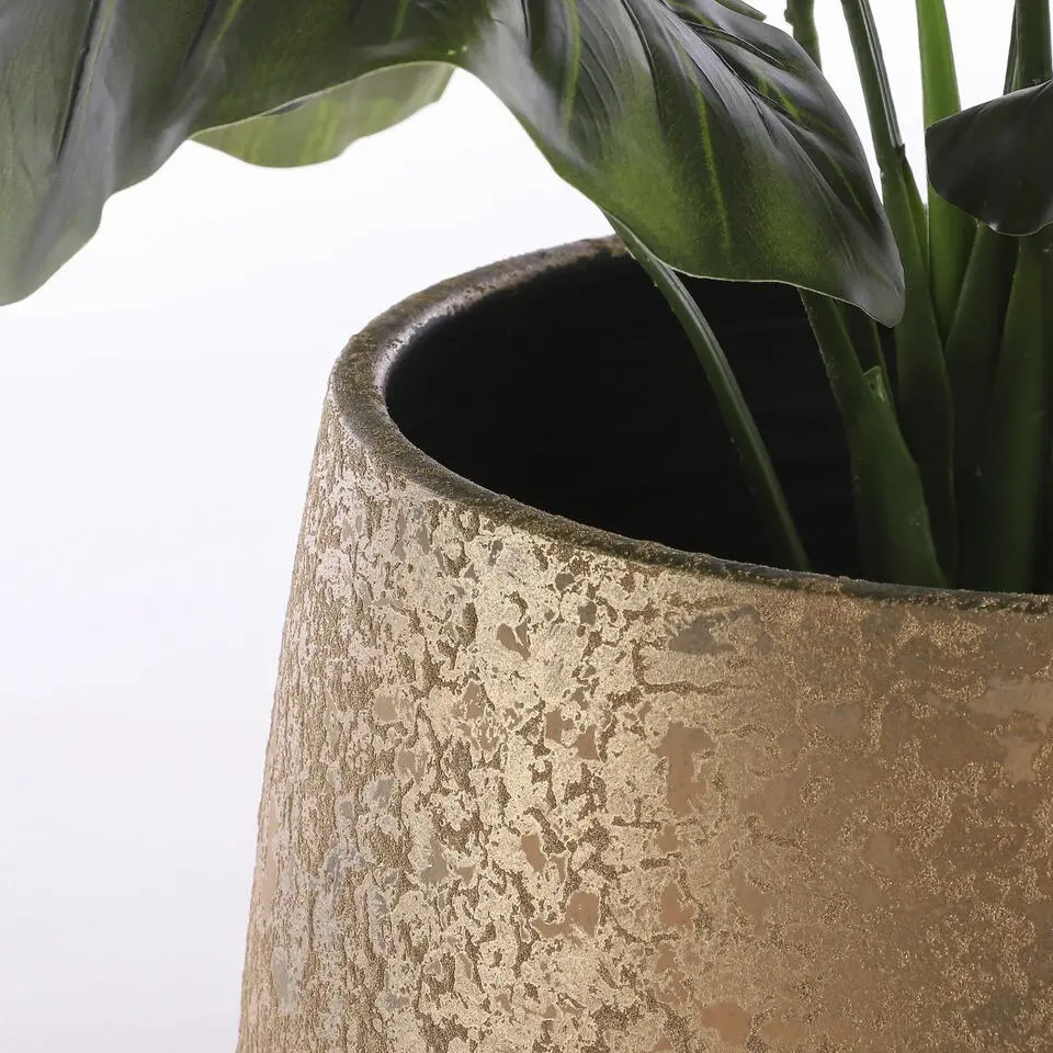 Mica Decorations Bloempot - goudkleurig - keramiek - 16 x 13 cm