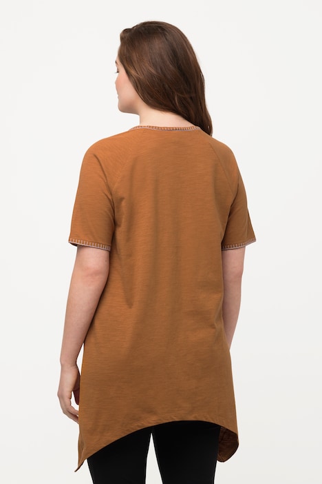 T-Shirt, Ziernähte, Rundhals, Halbarm, Biobaumwolle