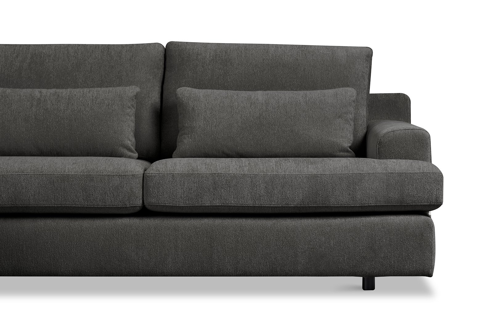Roma Sofa 2,5-seter med sjeselong venstre. Tekstil Raven 15 Antracite med sorte ben