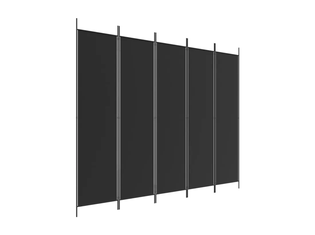 Cloison de séparation 5 panneaux Noir 250x200 cm Tissu