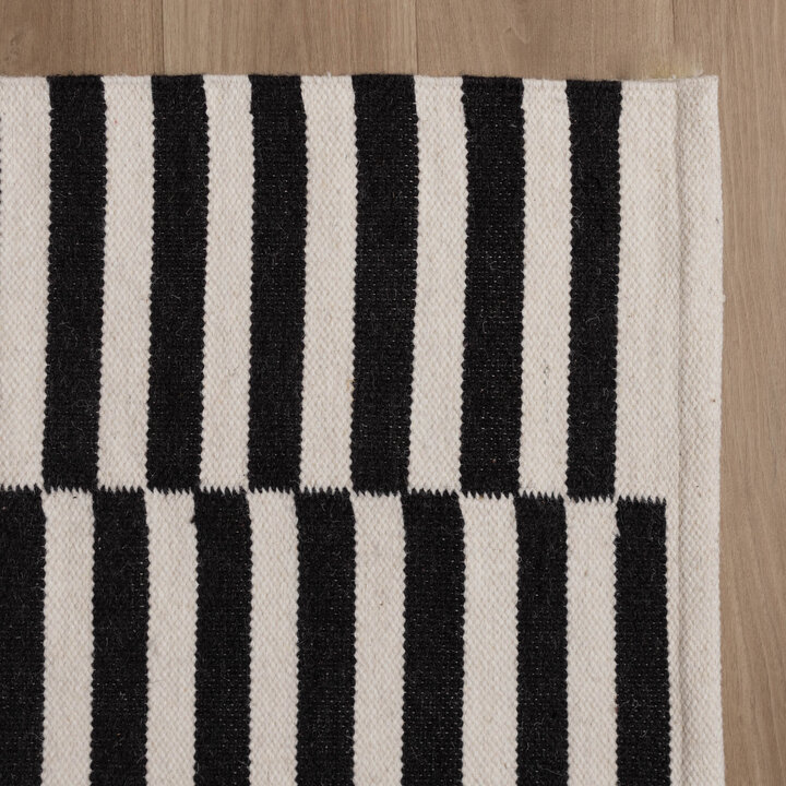 Katoenen vloerkleed - Dazzle Blocks Zwart/Wit
