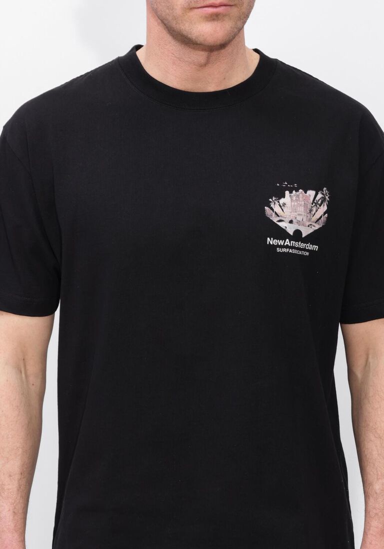 zwarte new amsterdam surf association polo tropical tee