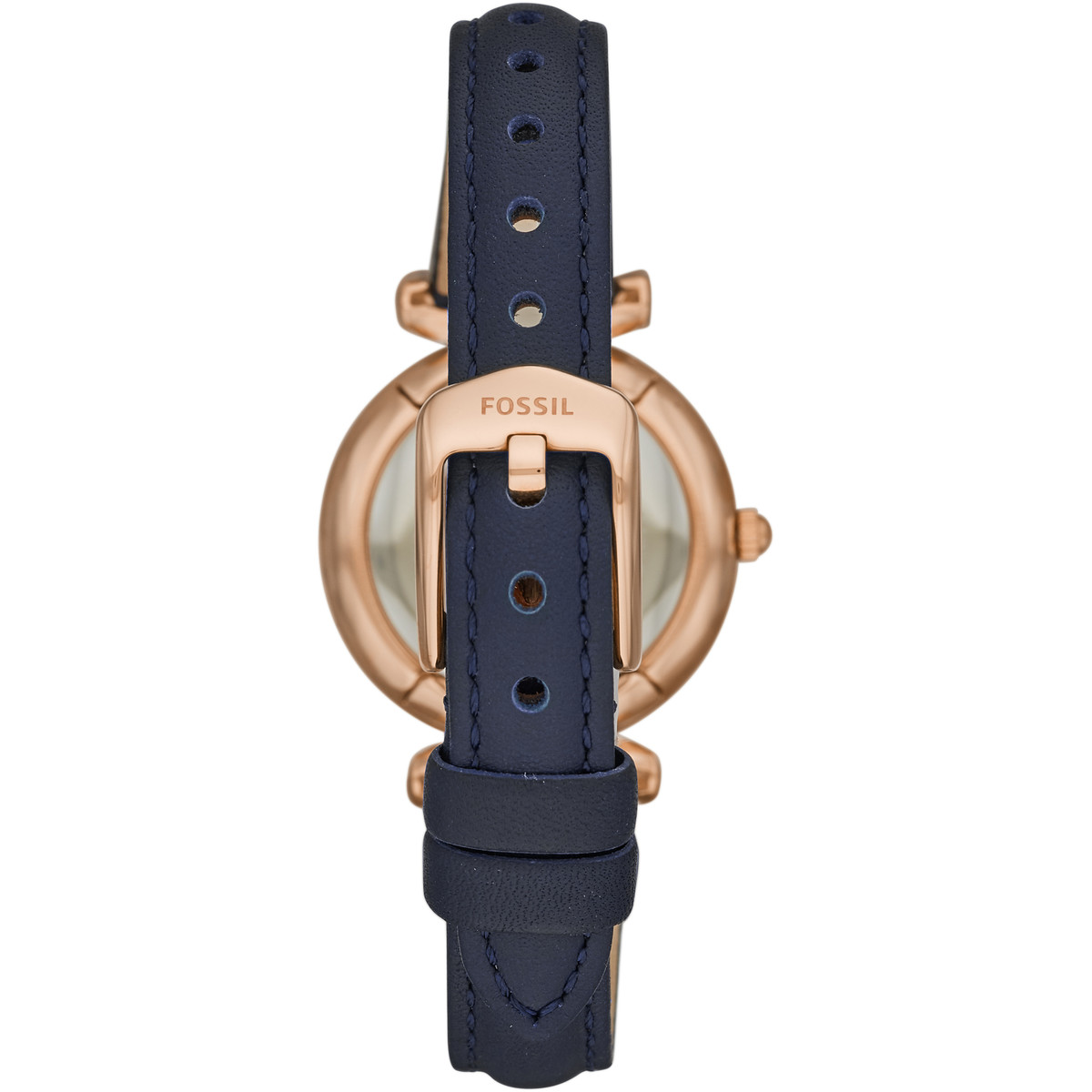 Montre Fossil femme acier doré rose cuir bleu