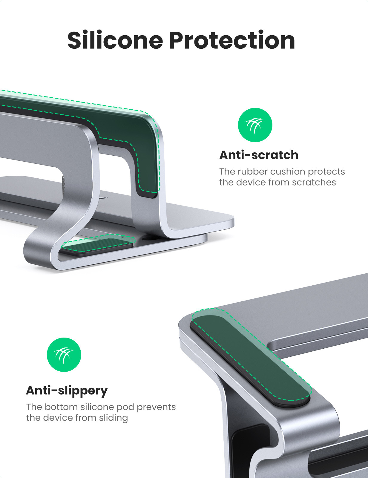 Aluminium Desktop Vertical Stand Tisch Ständer Halterung für MacBook / Notebook (20471) - Grau